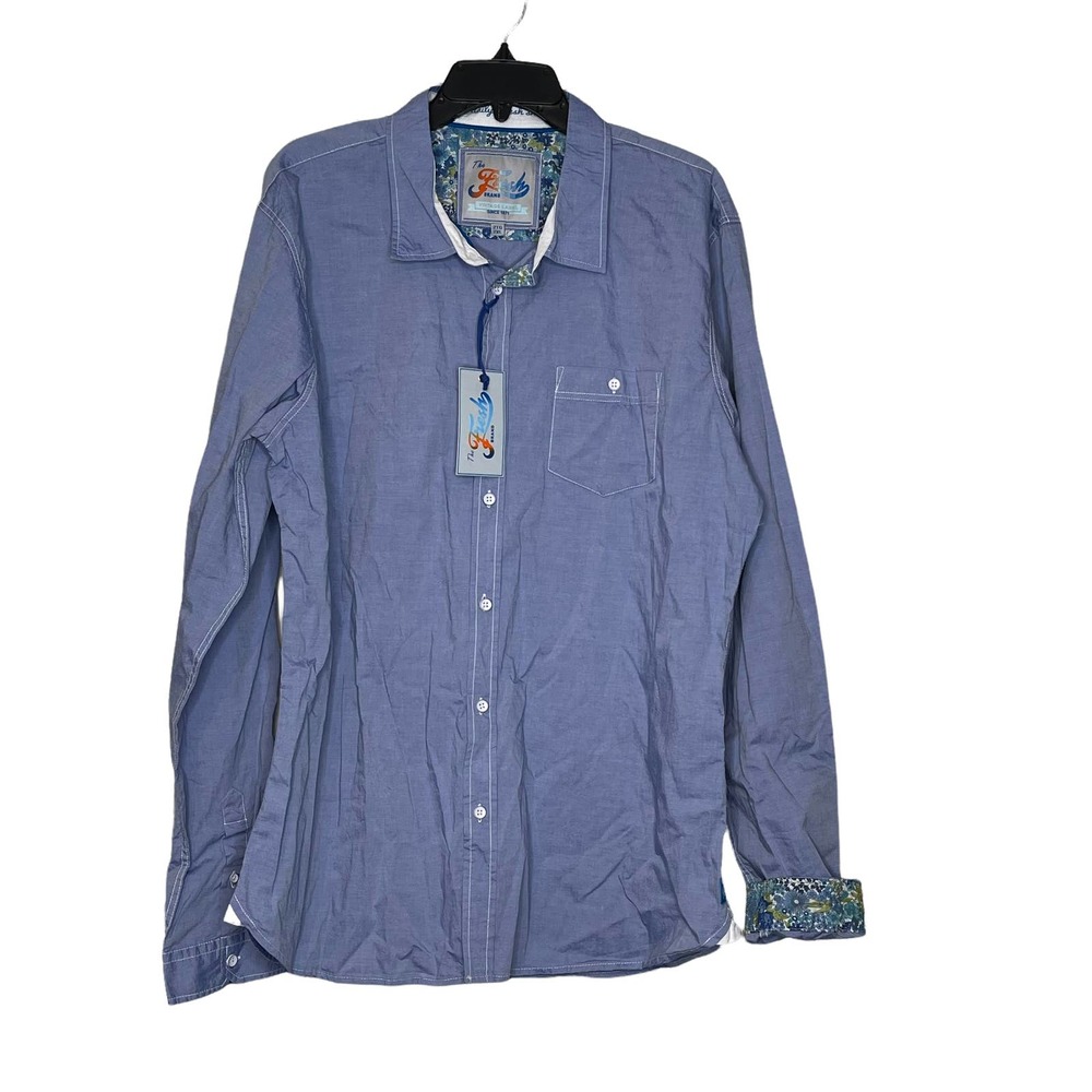 The Fresh Brand Mens Shirt‎ Size 2XL Blue Flip Cuff Button Front Long Sleeve